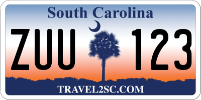 SC license plate ZUU123