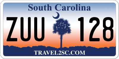 SC license plate ZUU128