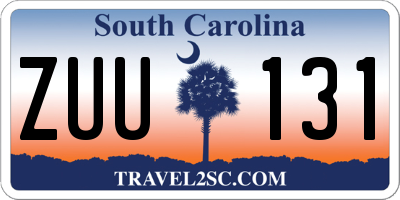 SC license plate ZUU131