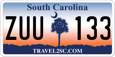 SC license plate ZUU133