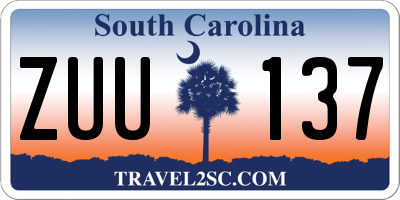 SC license plate ZUU137