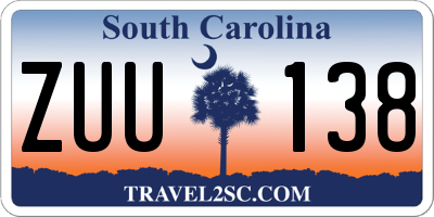 SC license plate ZUU138