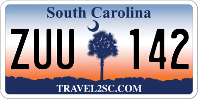 SC license plate ZUU142
