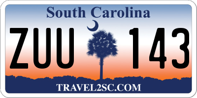 SC license plate ZUU143