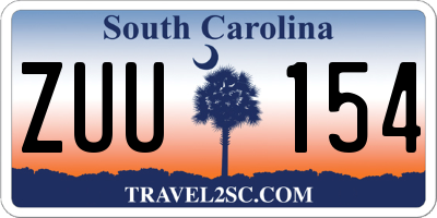 SC license plate ZUU154