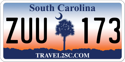 SC license plate ZUU173
