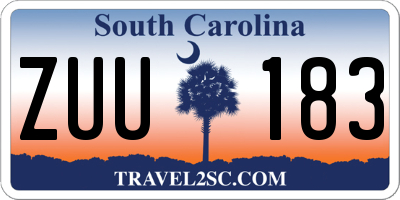 SC license plate ZUU183