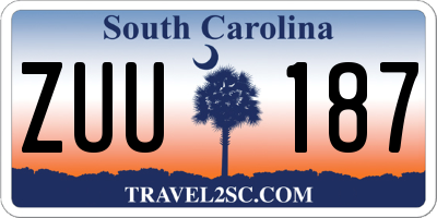 SC license plate ZUU187