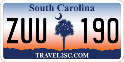 SC license plate ZUU190
