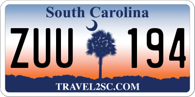 SC license plate ZUU194
