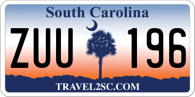 SC license plate ZUU196