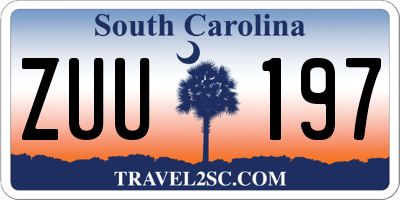 SC license plate ZUU197