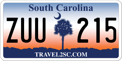 SC license plate ZUU215