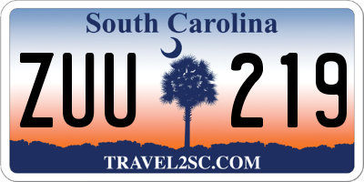 SC license plate ZUU219