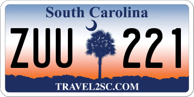 SC license plate ZUU221