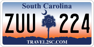 SC license plate ZUU224