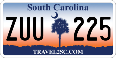 SC license plate ZUU225