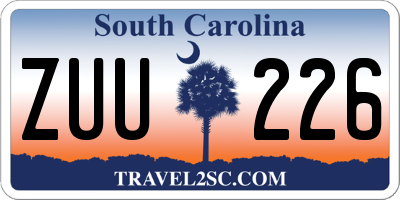 SC license plate ZUU226
