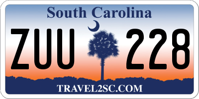 SC license plate ZUU228