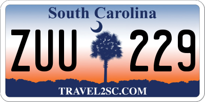 SC license plate ZUU229