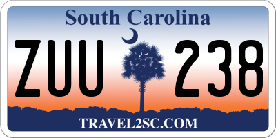 SC license plate ZUU238
