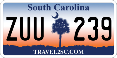 SC license plate ZUU239