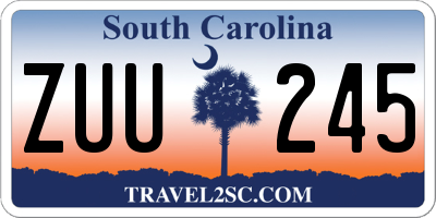 SC license plate ZUU245