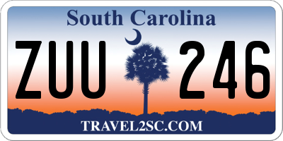 SC license plate ZUU246