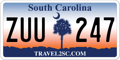 SC license plate ZUU247