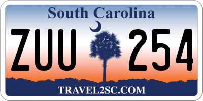 SC license plate ZUU254
