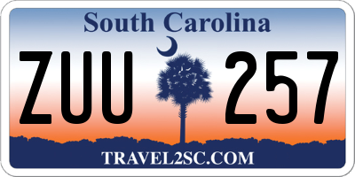 SC license plate ZUU257