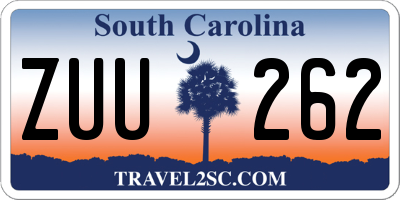 SC license plate ZUU262