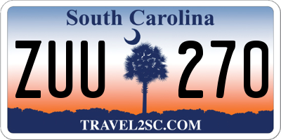 SC license plate ZUU270