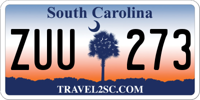 SC license plate ZUU273