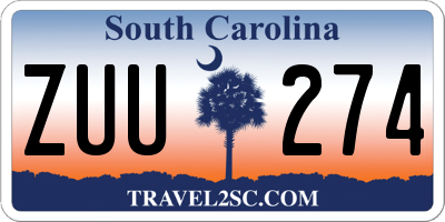 SC license plate ZUU274