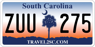 SC license plate ZUU275