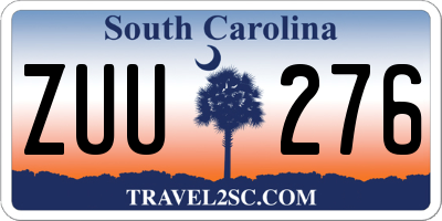 SC license plate ZUU276