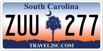 SC license plate ZUU277