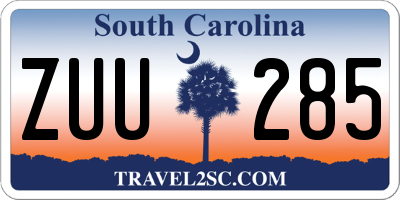 SC license plate ZUU285