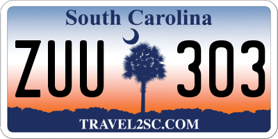 SC license plate ZUU303