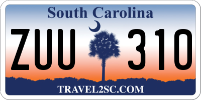 SC license plate ZUU310