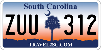 SC license plate ZUU312