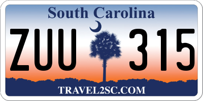 SC license plate ZUU315