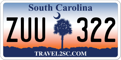 SC license plate ZUU322
