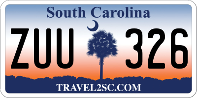 SC license plate ZUU326