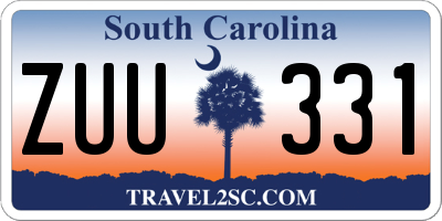 SC license plate ZUU331