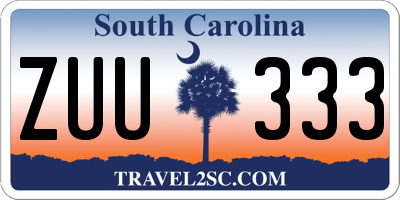 SC license plate ZUU333