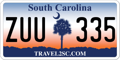 SC license plate ZUU335