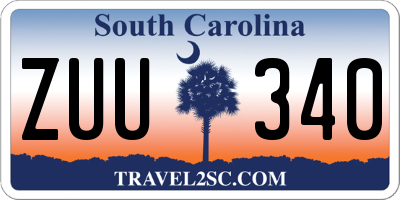SC license plate ZUU340
