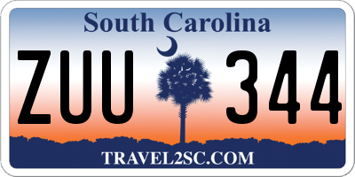 SC license plate ZUU344